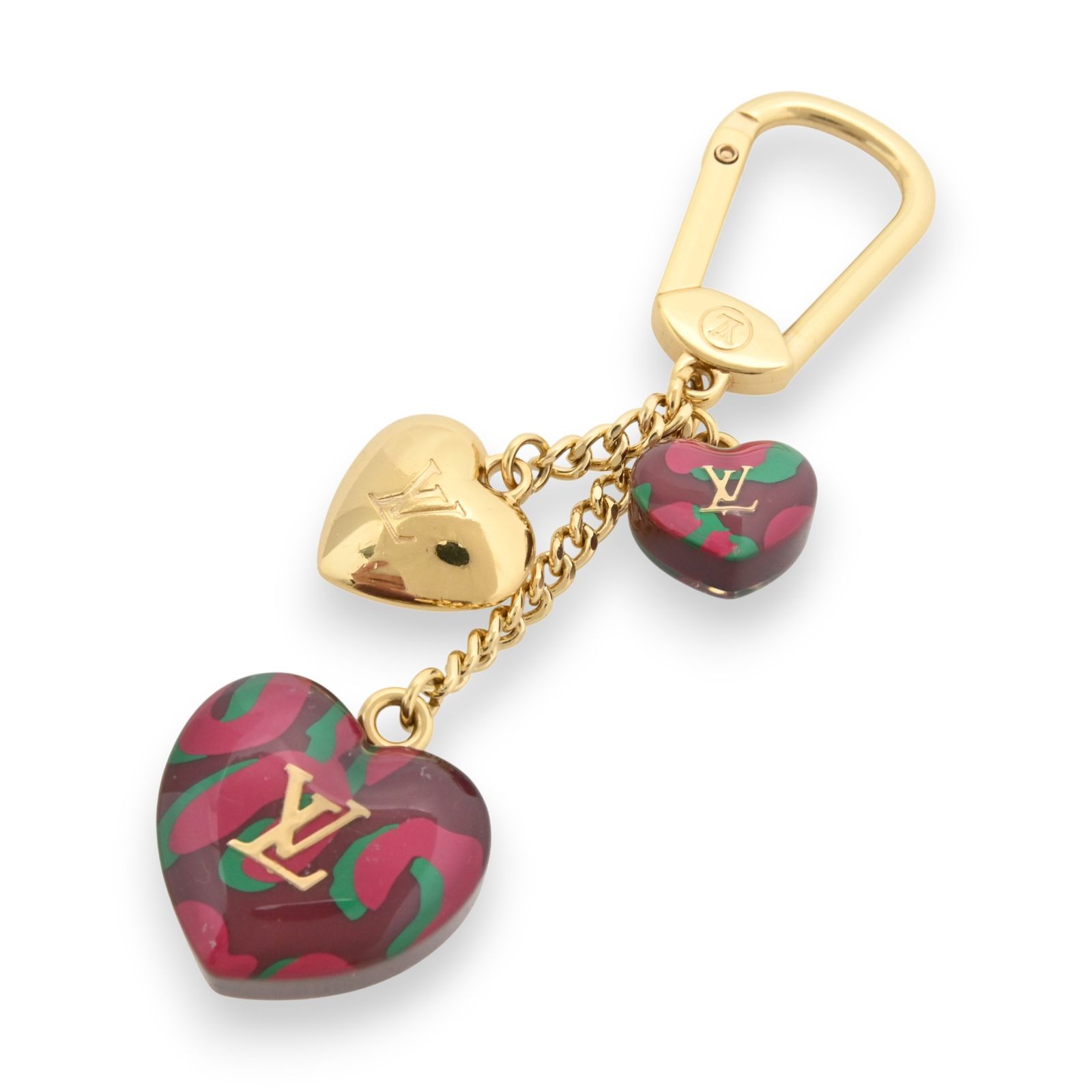 ルイヴィトン ポルトクレ レオパード キーホルダー ゴールド Aランク