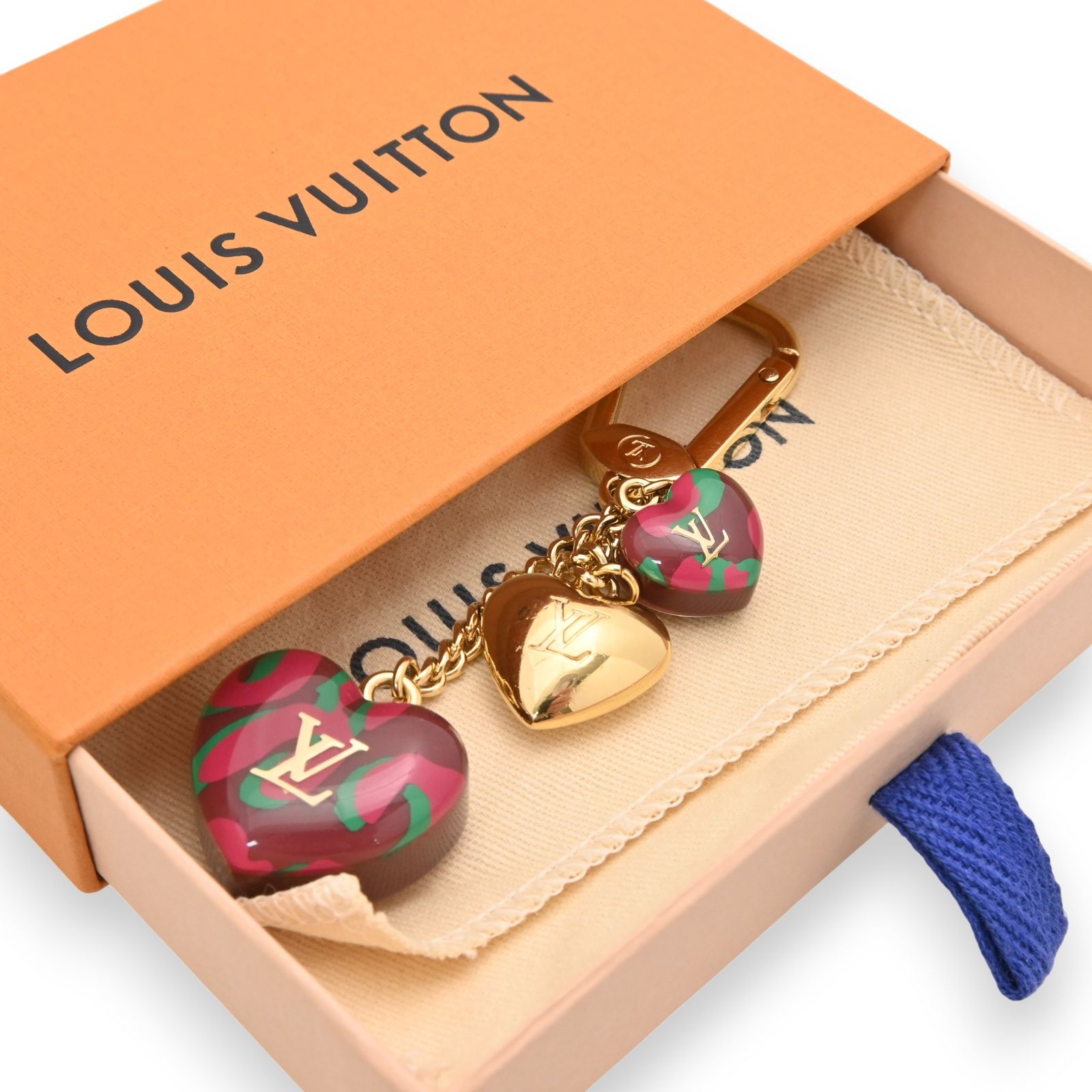 ルイヴィトン ポルトクレ レオパード キーホルダー ゴールド Aランク