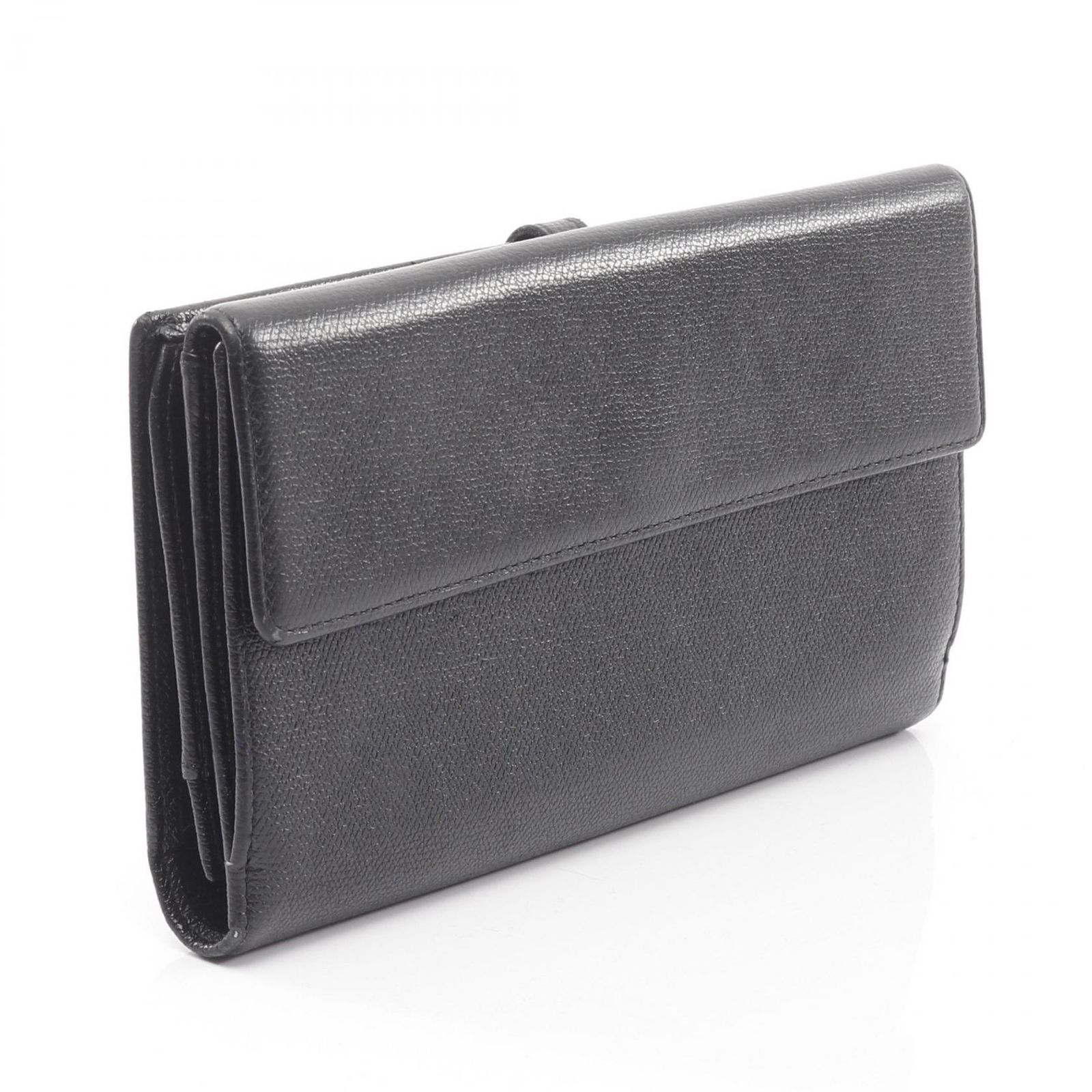 シャネル CHANEL 二つ折り長財布 ココボタン ブラック レザー ココ