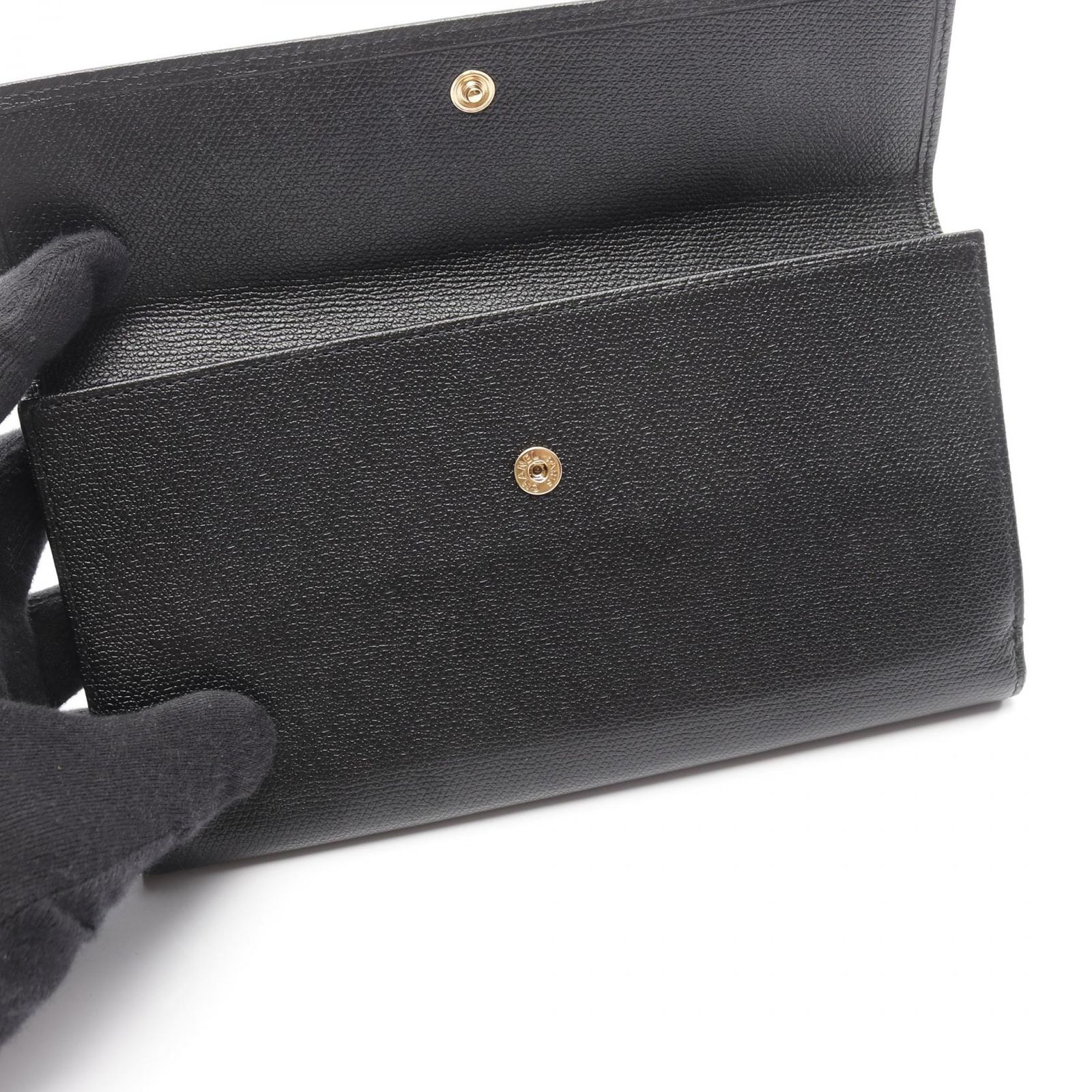 シャネル CHANEL 二つ折り長財布 ココボタン ブラック レザー ココ