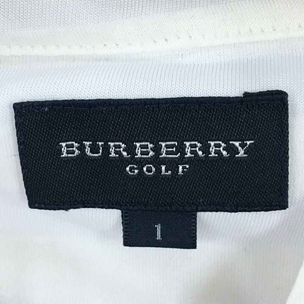 バーバリーゴルフ ジップパーカー 白 ボーダー地模様 胸元ロゴ フード