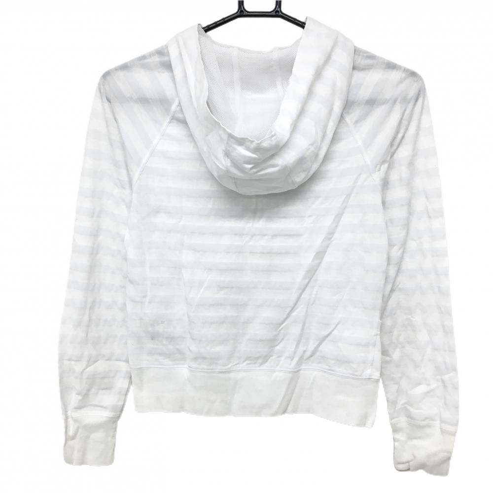 バーバリーゴルフ　パーカー バーバリーゴルフ ジップパーカー 白 ボーダー地模様 胸元ロゴ フード