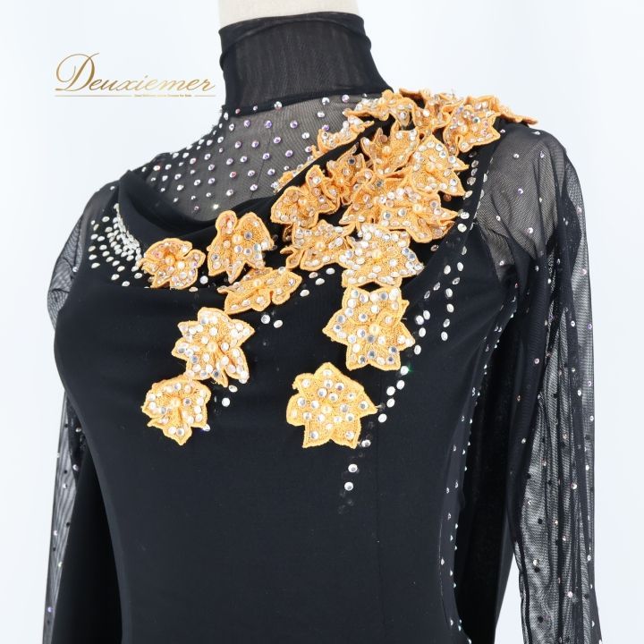 社交ダンス 衣装 タカダンス TAKADANCE ラテン ドレス ワンピース 黒