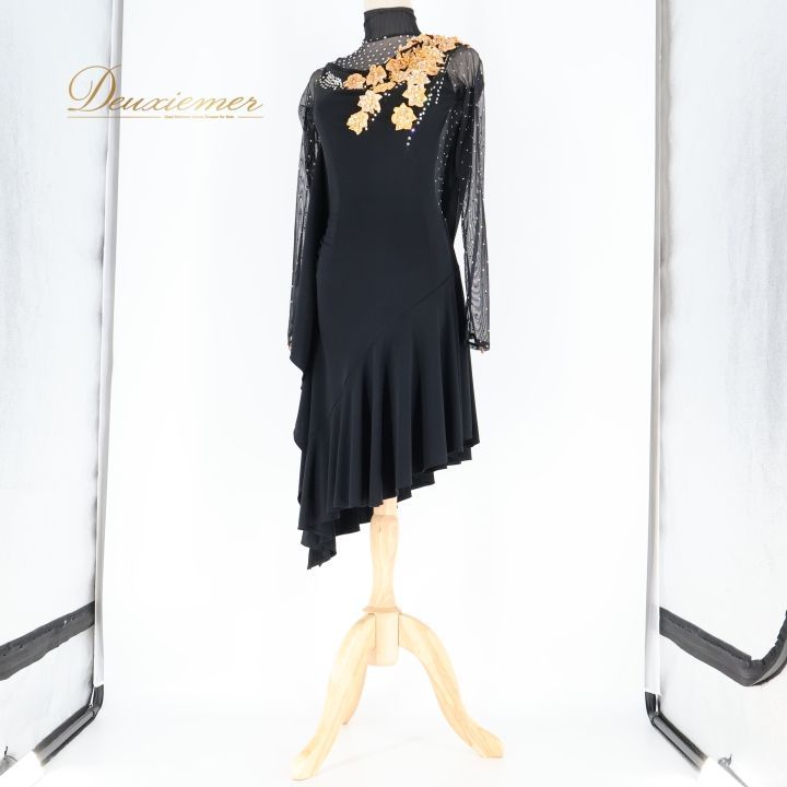 社交ダンス 衣装 タカダンス TAKADANCE ラテン ドレス ワンピース 黒