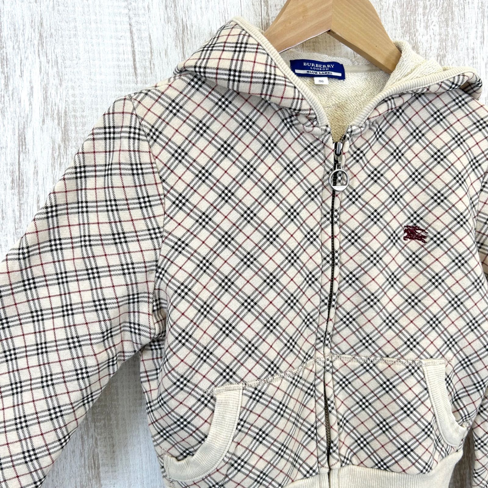 美品 BURBERRY BLUE LABEL バーバリーブルーレーベル ホースロゴ刺繍