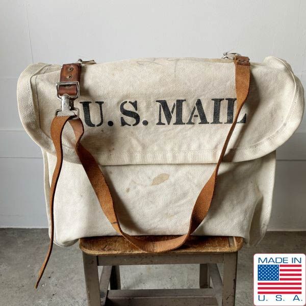 40s USA製 US MAIL キャンバス メールバッグ ショルダーバッグ 生成り