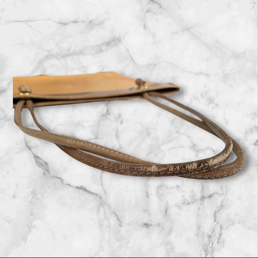 LOEWE ロエベ レザー トートバッグ ベージュ×ブラウン 本革 スペイン製 
