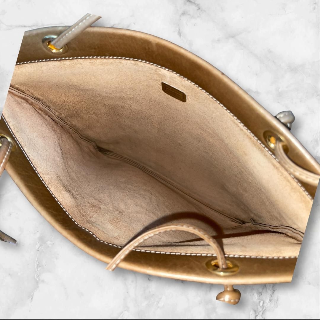 LOEWE ロエベ レザー トートバッグ ベージュ×ブラウン 本革 スペイン製 