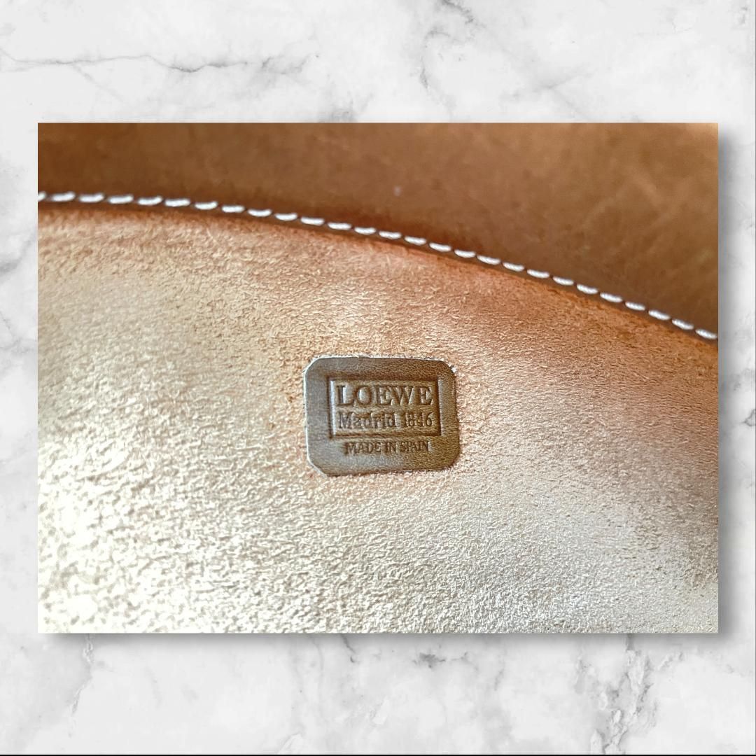 LOEWE ロエベ レザー トートバッグ ベージュ×ブラウン 本革 スペイン製 
