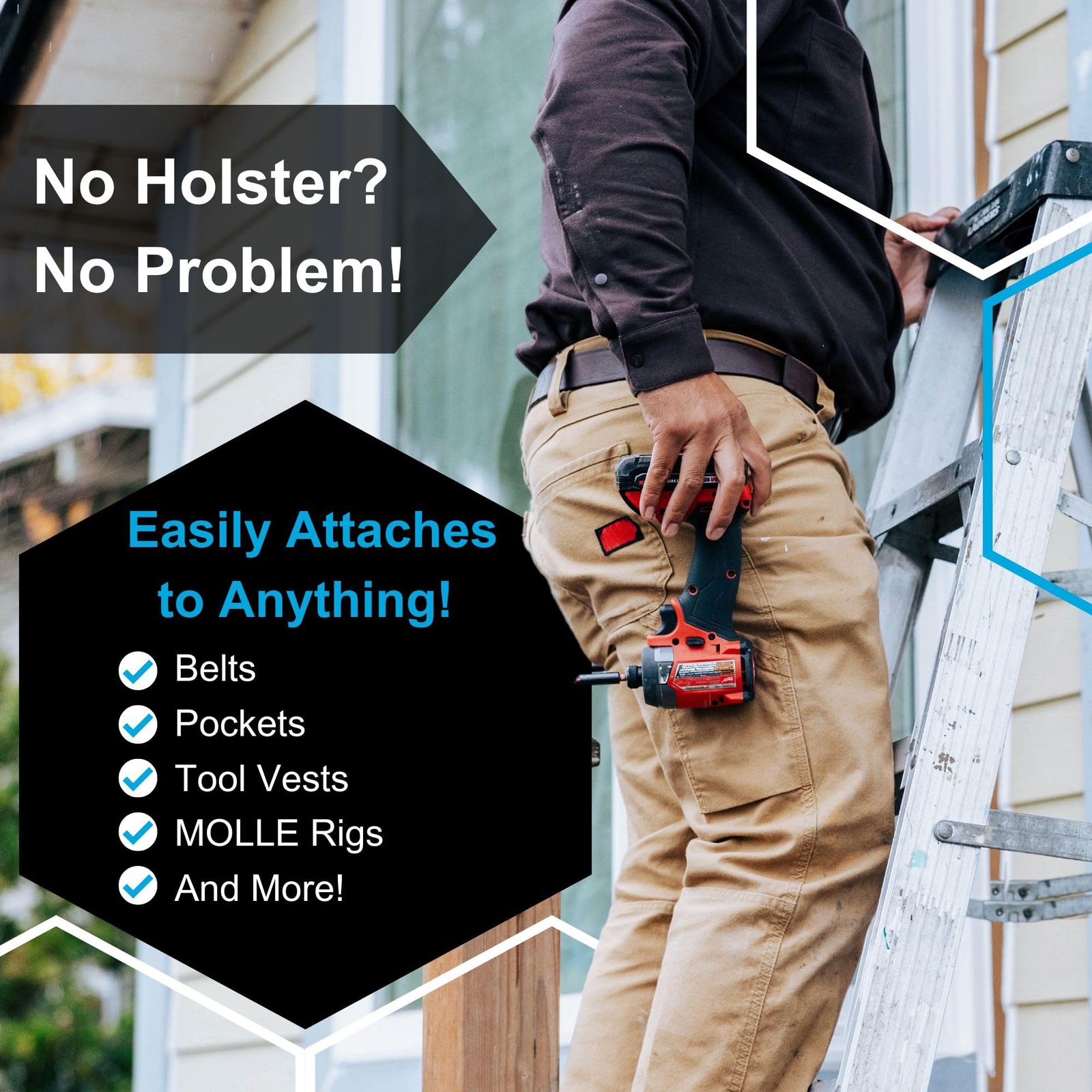 コードレスドリルとインパクトドライバー用のツールホルスター代替品 ホルスターの安全性クリップのシンプルさ