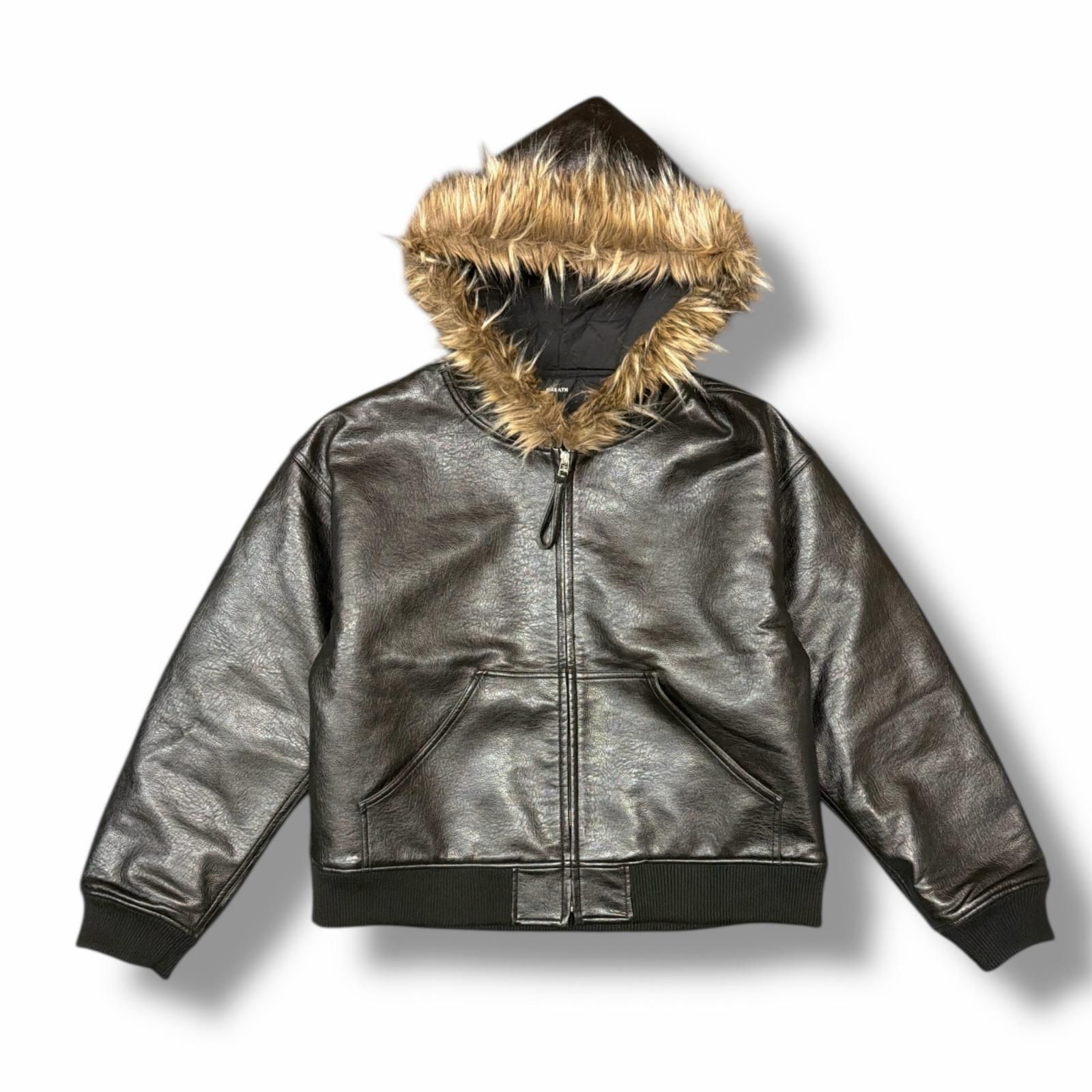 参考上代46200円 BREATH FAUX LEATHER FUR HOODED JACKET ファー 