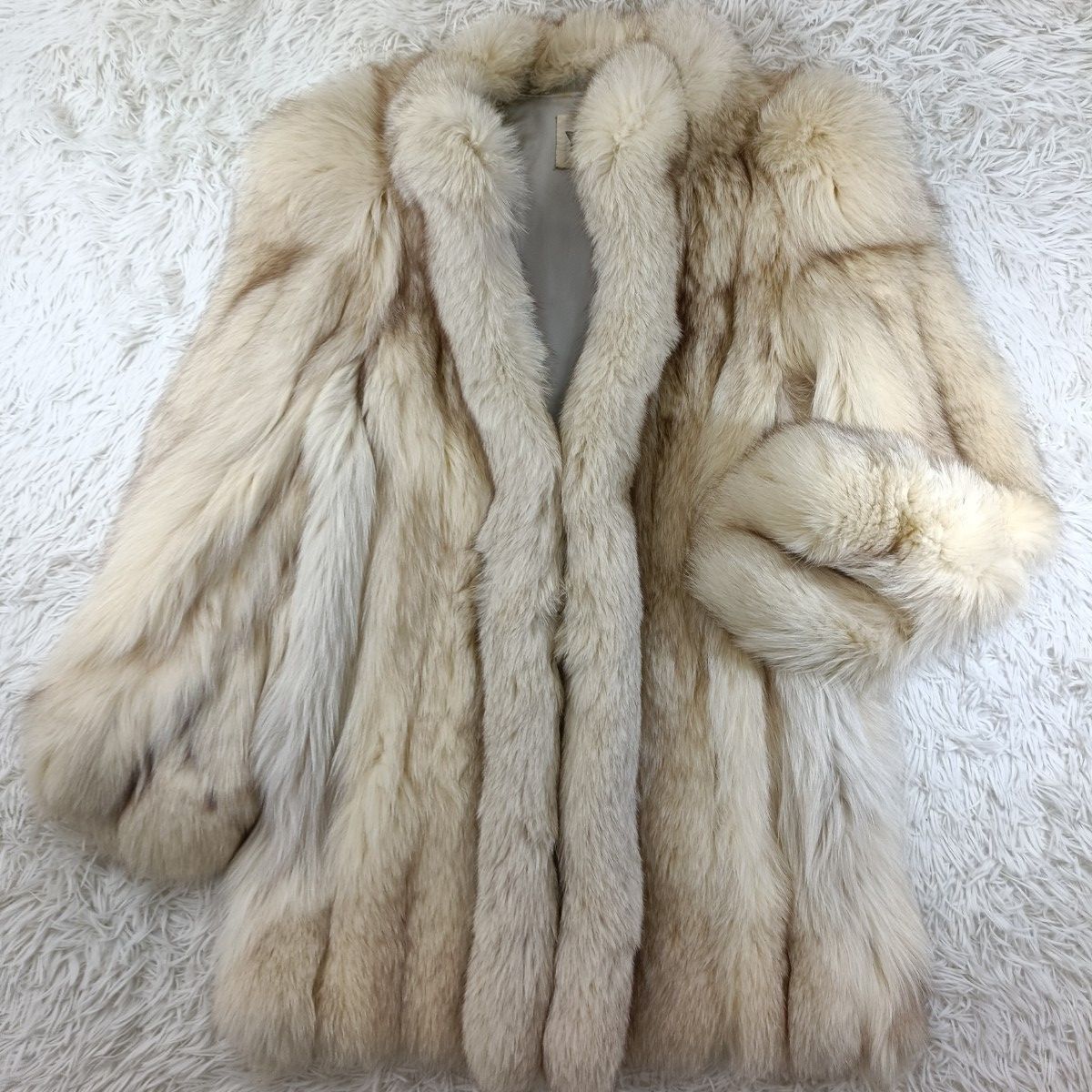 着丈78cm ブルーフォックス ファーコート リアルファー 貂 本毛皮