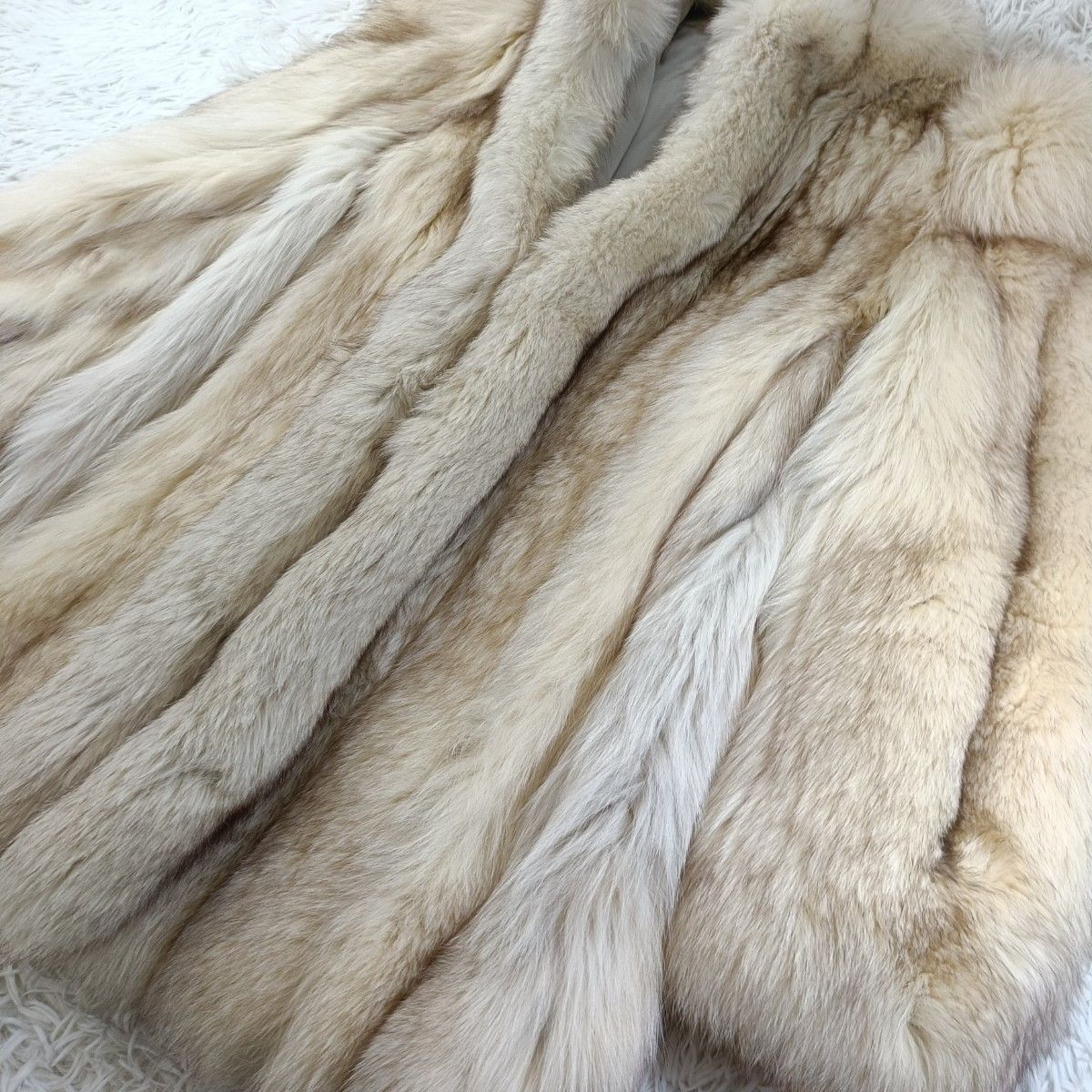 着丈78cm ブルーフォックス ファーコート リアルファー 貂 本毛皮