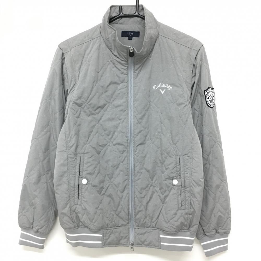 キャロウェイ 2WAY中綿ジャケット グレー×白 ロゴ型キルティング 袖