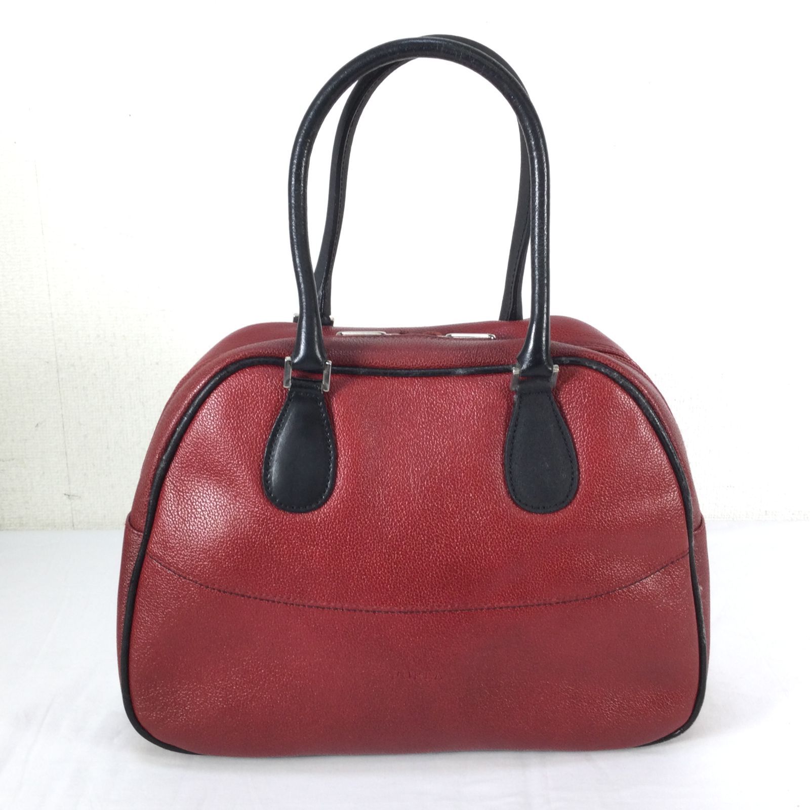 FURLA フルラ ミニボストン レザーハンドバッグ レッド レディース