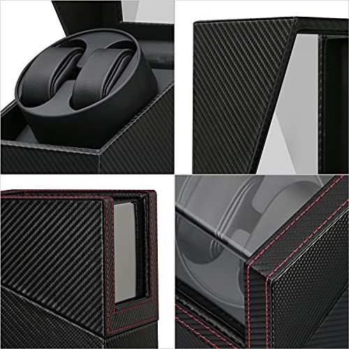  ワインディングマシーン 2本巻き ウォッチワインダー 自動巻きワインディングマシーン 日本製 マブチモーター 新型の腕時計自動巻き上げ機 PU皮質 男女の腕時計は全部使えます 2025年アップグレード 炭素繊維 13 a 287 b 163 その他 キッチン 食器