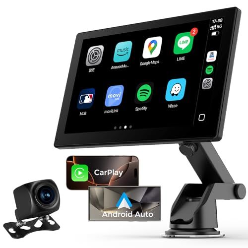 前後2カメラ搭載 9インチ車載モニター ワイヤレスCarPlay-Android Auto対応 オンダッシュモニター オーディオ一体型 全画面タッチスクリーン ワイヤレスカープライ バック連動 DC 12 v~32 v対応 2年間 1168 cf 44