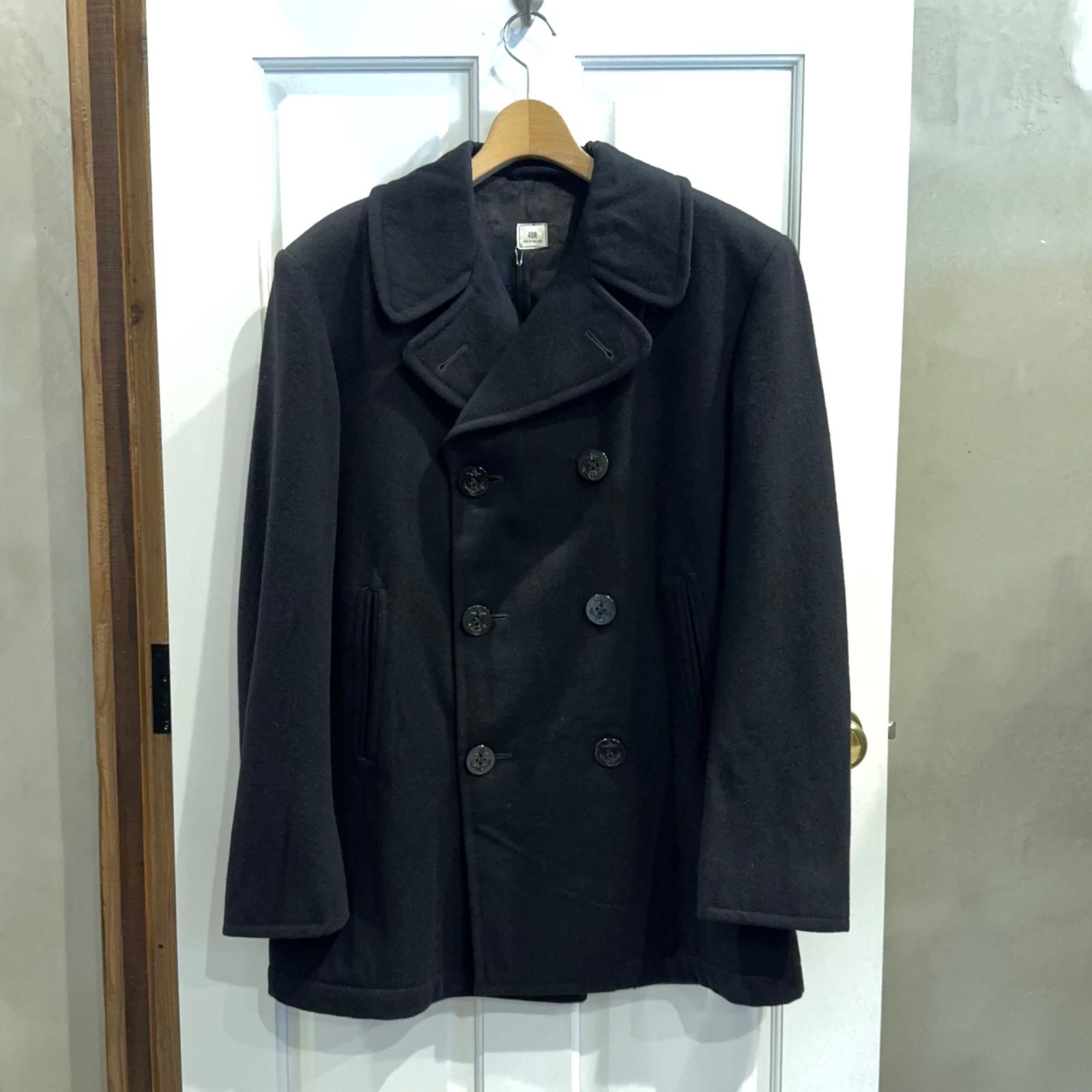 US NAVY Pコート ピーコート ブラック 40R メンズM〜L相当 米軍