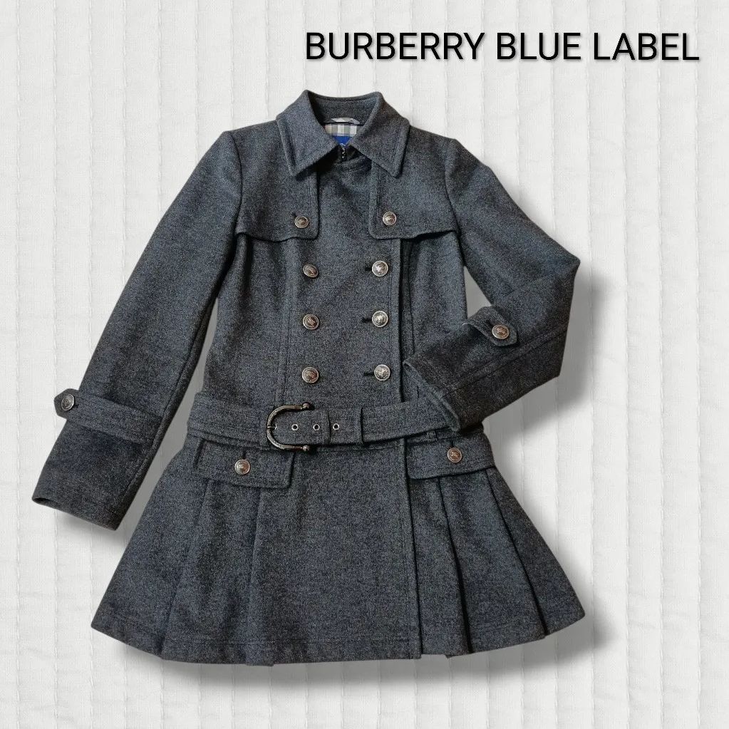 BURBERRY BLUE LABEL ノバチェック ウール ロゴ入り 金具ベルト