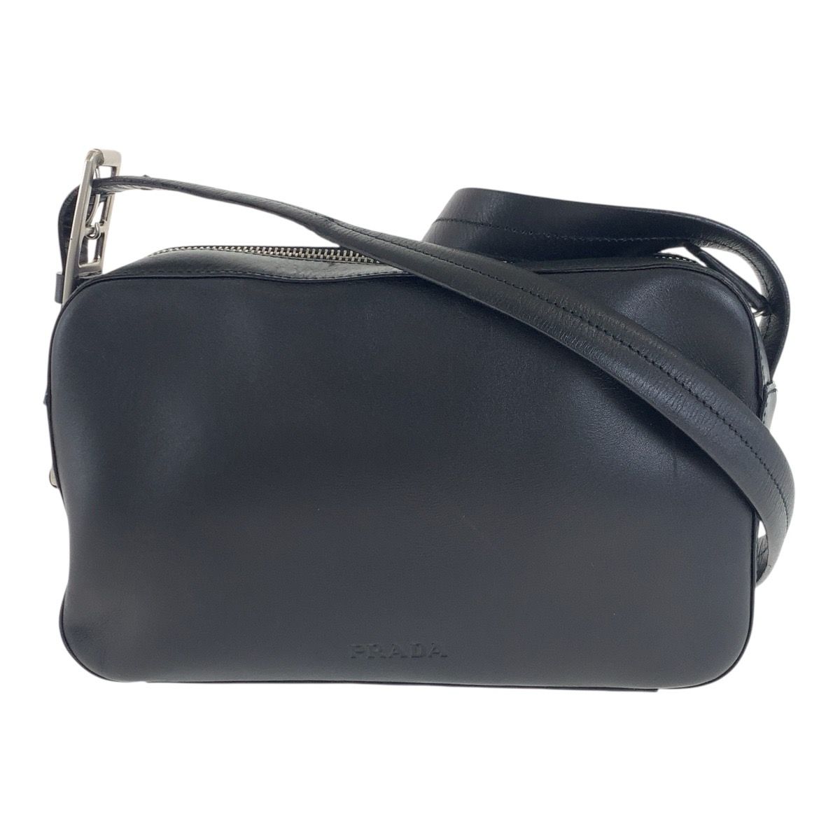 美品 PRADA プラダ ブラック 黒 シルバー金具 レザー ショルダーバッグ