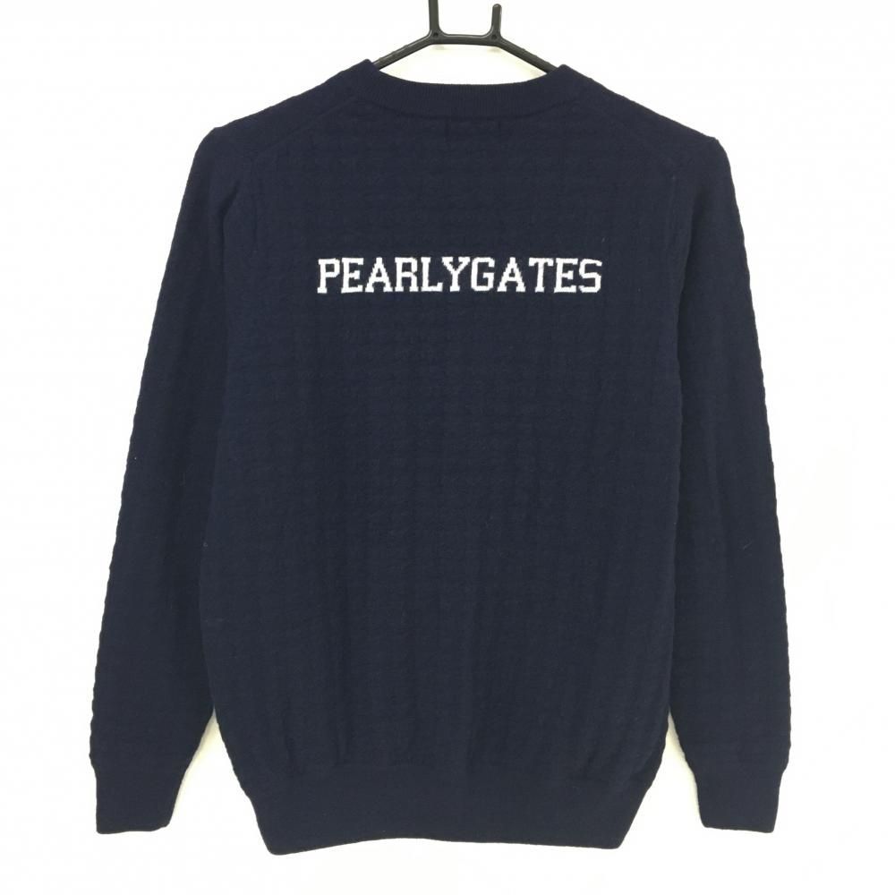 超美品】パーリーゲイツ 裏地付セーター ネイビー 複数ワッペン ウール