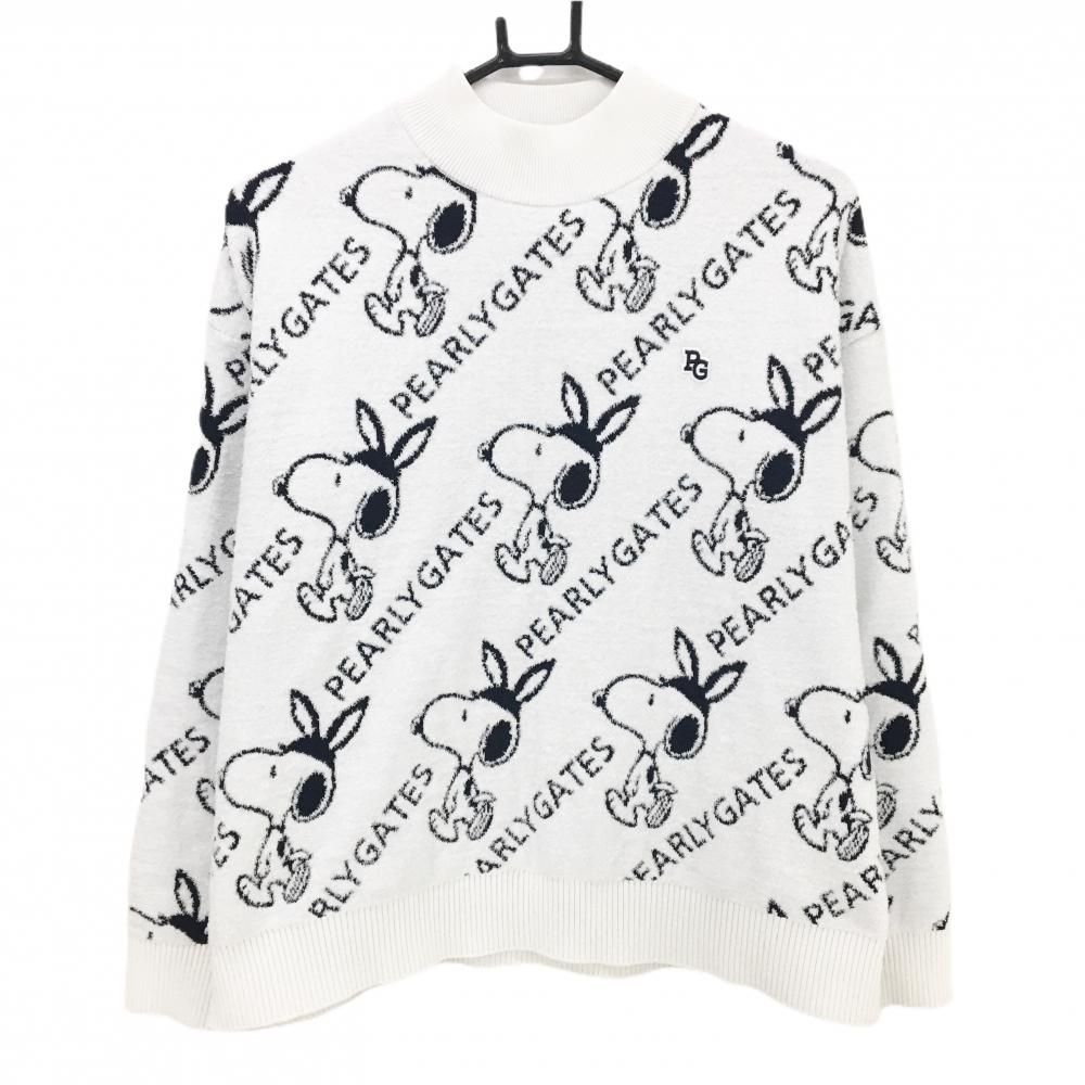 美品】パーリーゲイツ×PEANUTS ハイネックセーター 白×黒 スヌーピー総