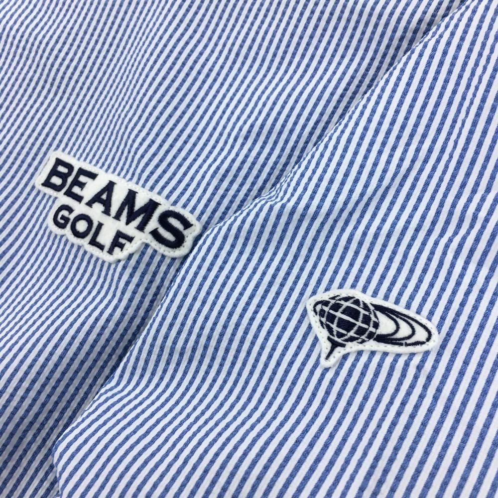 超美品】ビームスゴルフ スニード ライトブルー×白 サッカー生地