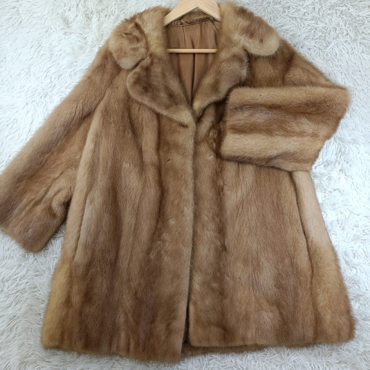 着丈77cm デミバフミンク ファーコート ミンクコート リアルファー 貂
