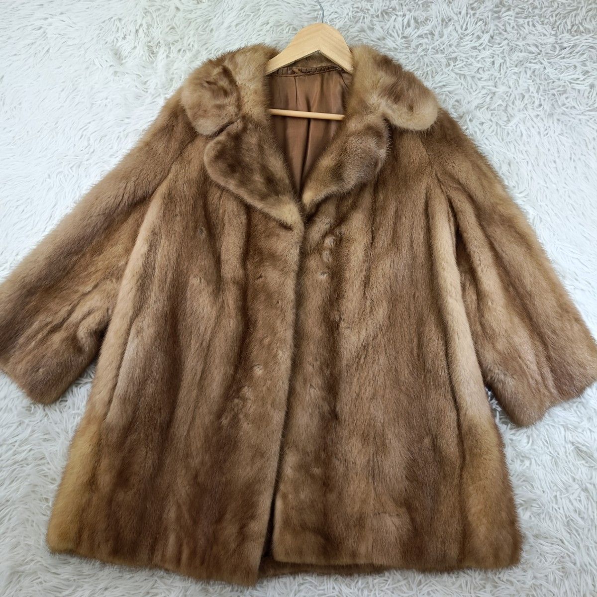 着丈77cm デミバフミンク ファーコート ミンクコート リアルファー 貂