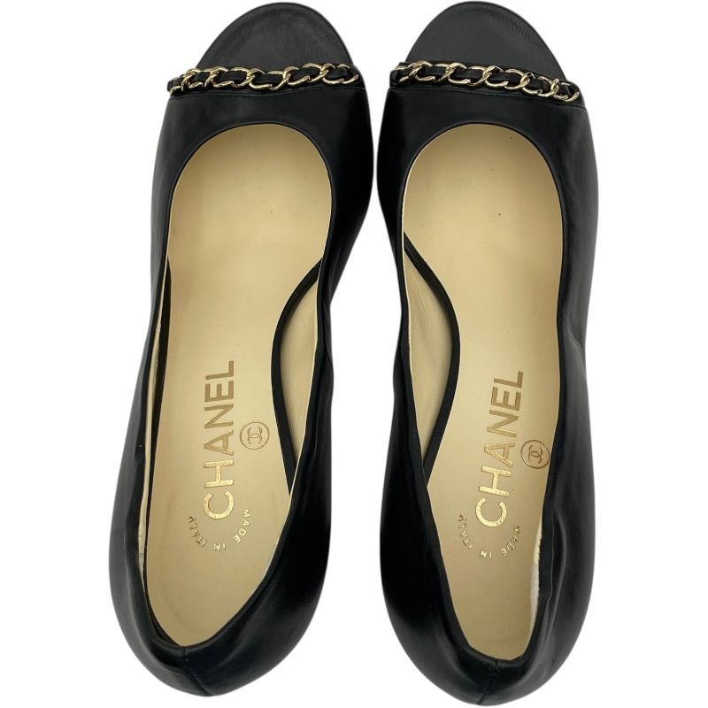 美品 CHANEL パンプス マトラッセ レザーチェーン レザー ヒール 上品でスタイリッシュ♪】CHANEL☆パンプス☆チャンキーヒール (CHANEL