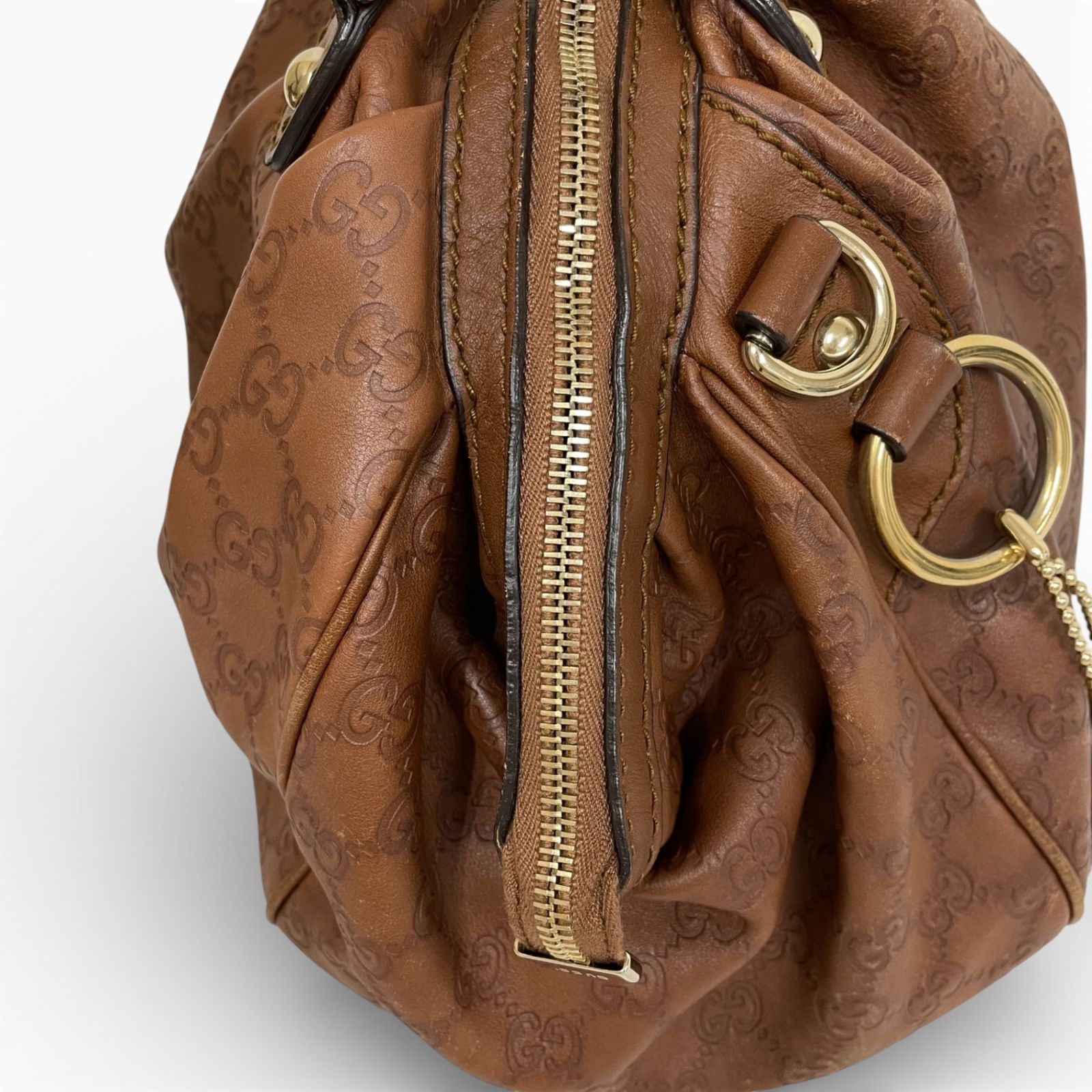 GUCCI グッチ GG シマ レザー ハンドバッグ ブラウン ロゴプレート GUCCI グッチ ハンドバッグ シマレザー 223974 506631 - メルカリ