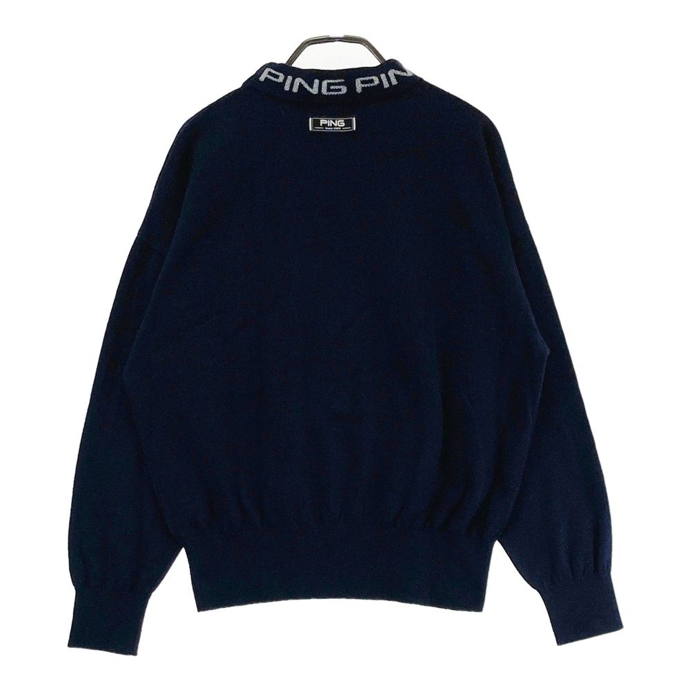 未使用 PING ネイビー 長袖セーター メンズLサイズ ゴルフウェア ネイビー サイズ：L PING ピン モックネック ニットセーター ネイビー系
