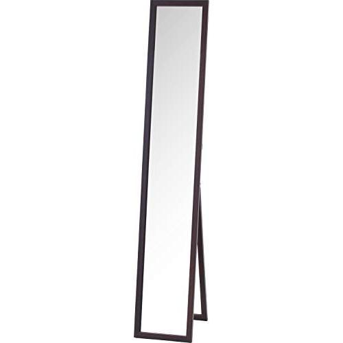 不二貿易 姿見 全身鏡 スタンドミラー 幅27×奥行39×高さ147.5cm ブラウン ルームミラー 木目調 折りたたみ 飛散防止加工 7209