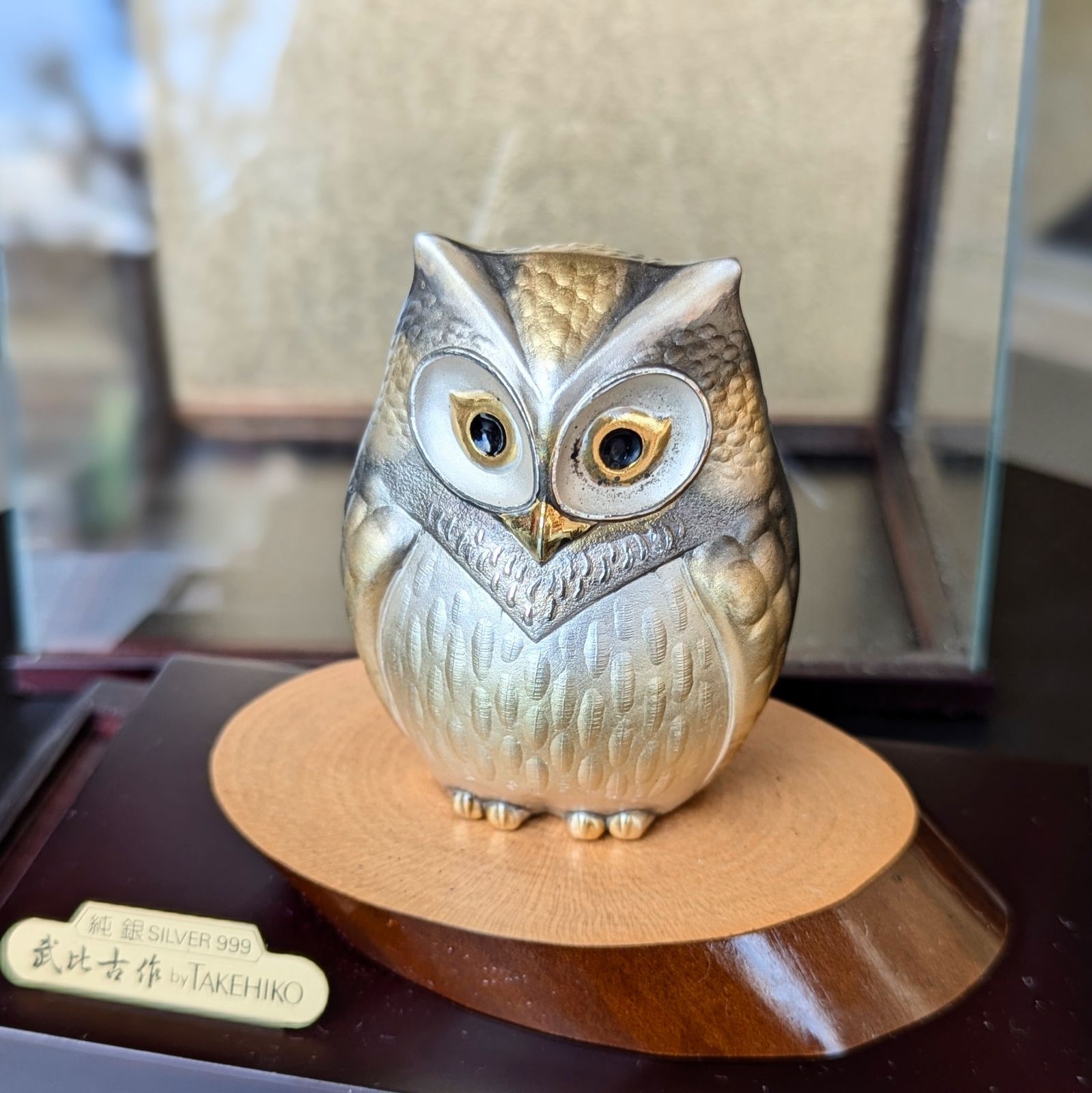 #武比古作 純銀 フクロウ置物 SILVER999 武比古 作 TAKEHIKO 純銀 ふくろう 置物SILVER999 伝統工芸 武比古作