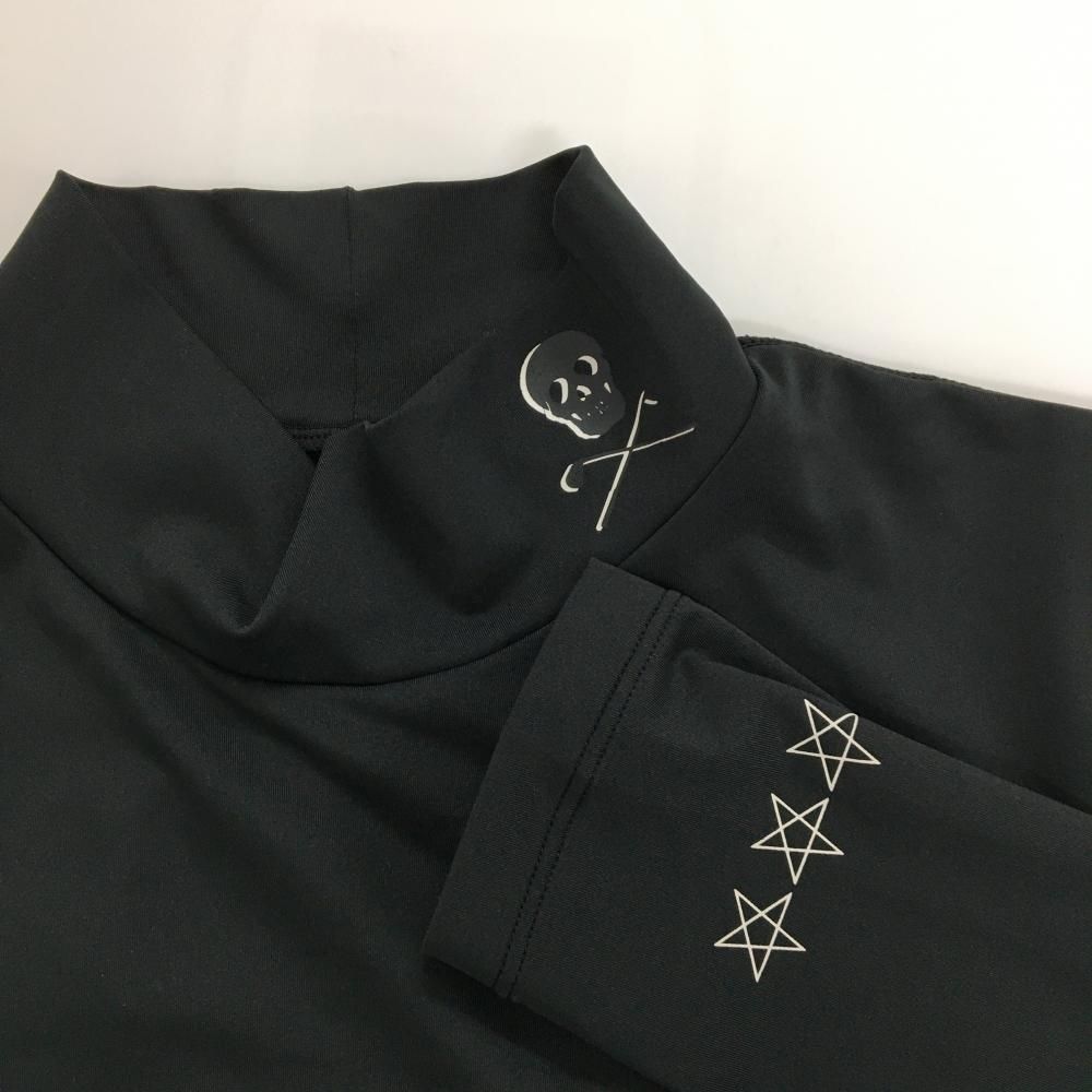 超美品】マークアンドロナ ハイネックインナーシャツ 黒×白 スカル 袖