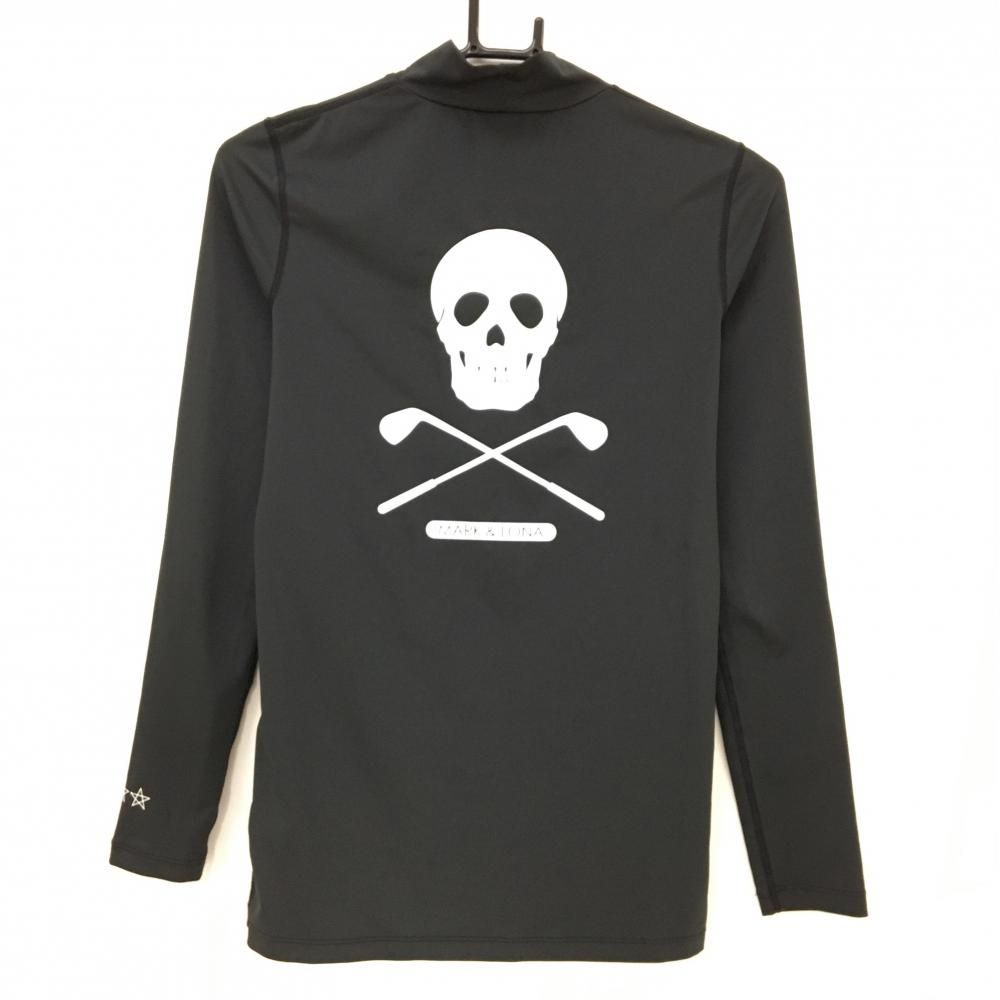 超美品】マークアンドロナ ハイネックインナーシャツ 黒×白 スカル 袖