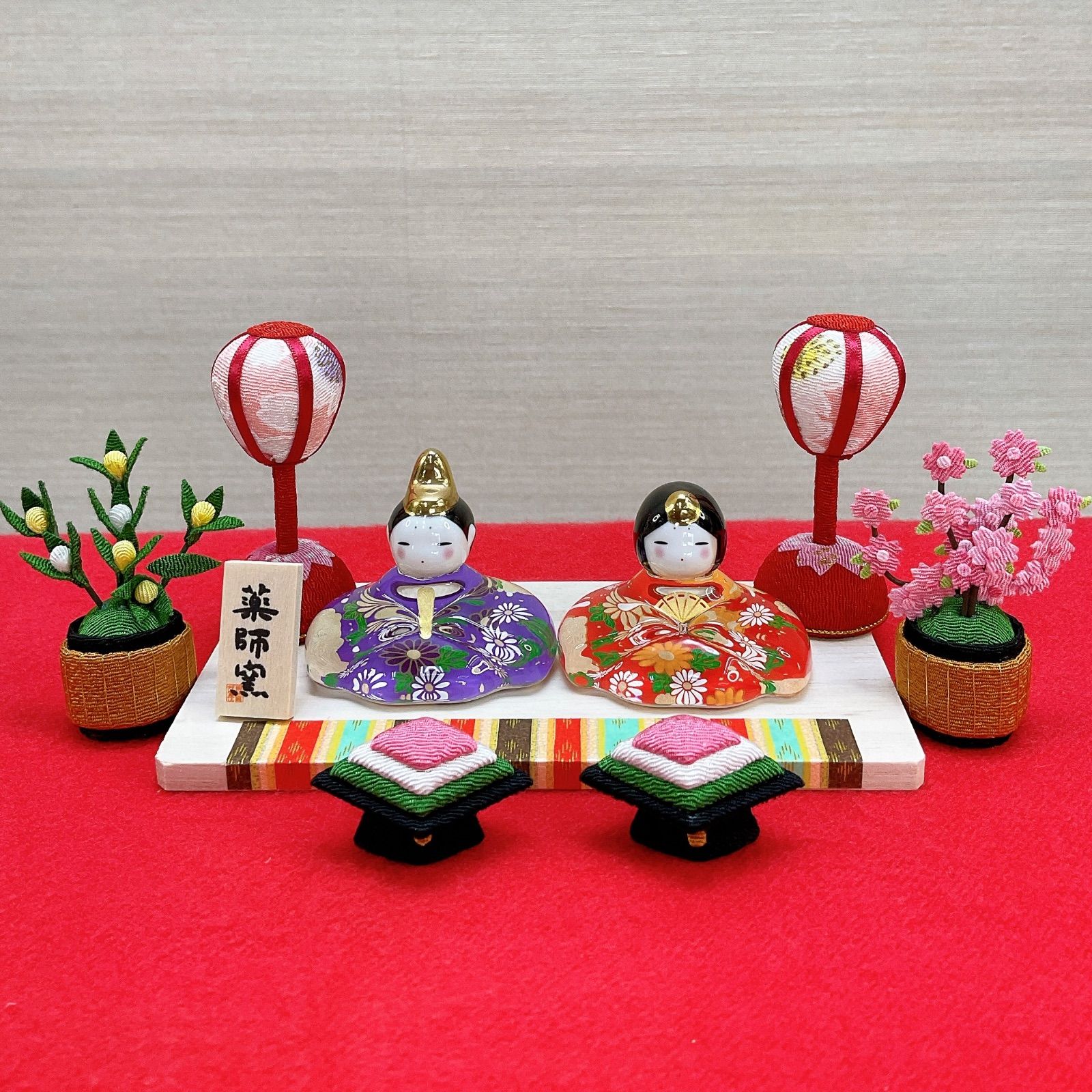 雛飾り小道具【桜ぼんぼり小一対＆桜橘＆菱餅一対】お雛様 雛人形