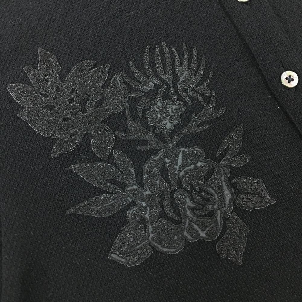 美品】セントアンドリュース 長袖ポロシャツ 黒 胸花刺しゅう