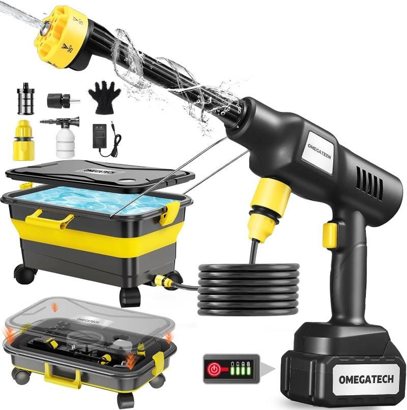 高圧洗浄機 コードレス 充電式 8MPa 強力水圧 20L 折りたたみバケツ