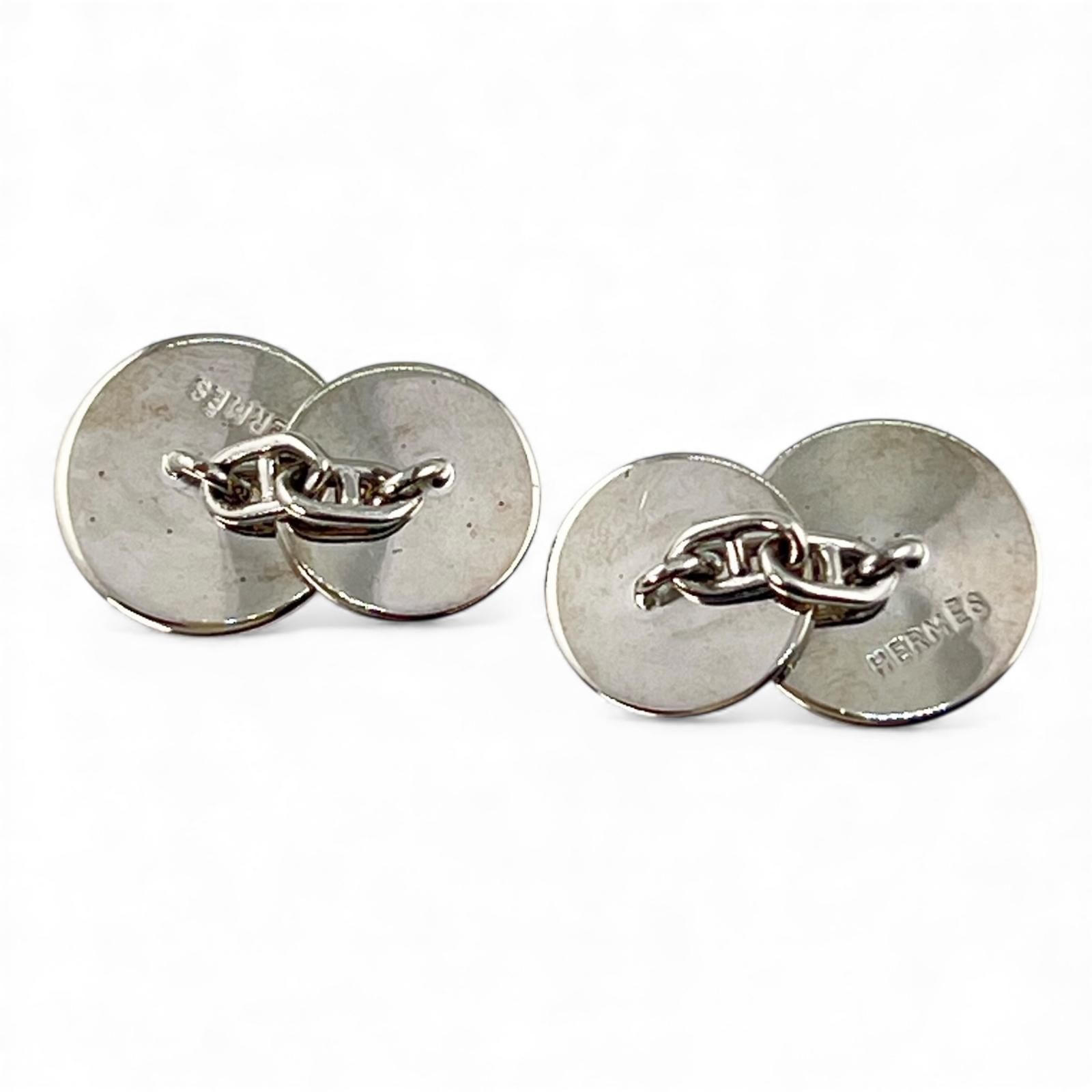 エルメス HERMES カフス ボタン シェーヌダンクル シルバー ブラック箱付 HERMES エルメス 貴金属・宝石 シェーヌダンクルカフス SV シルバー