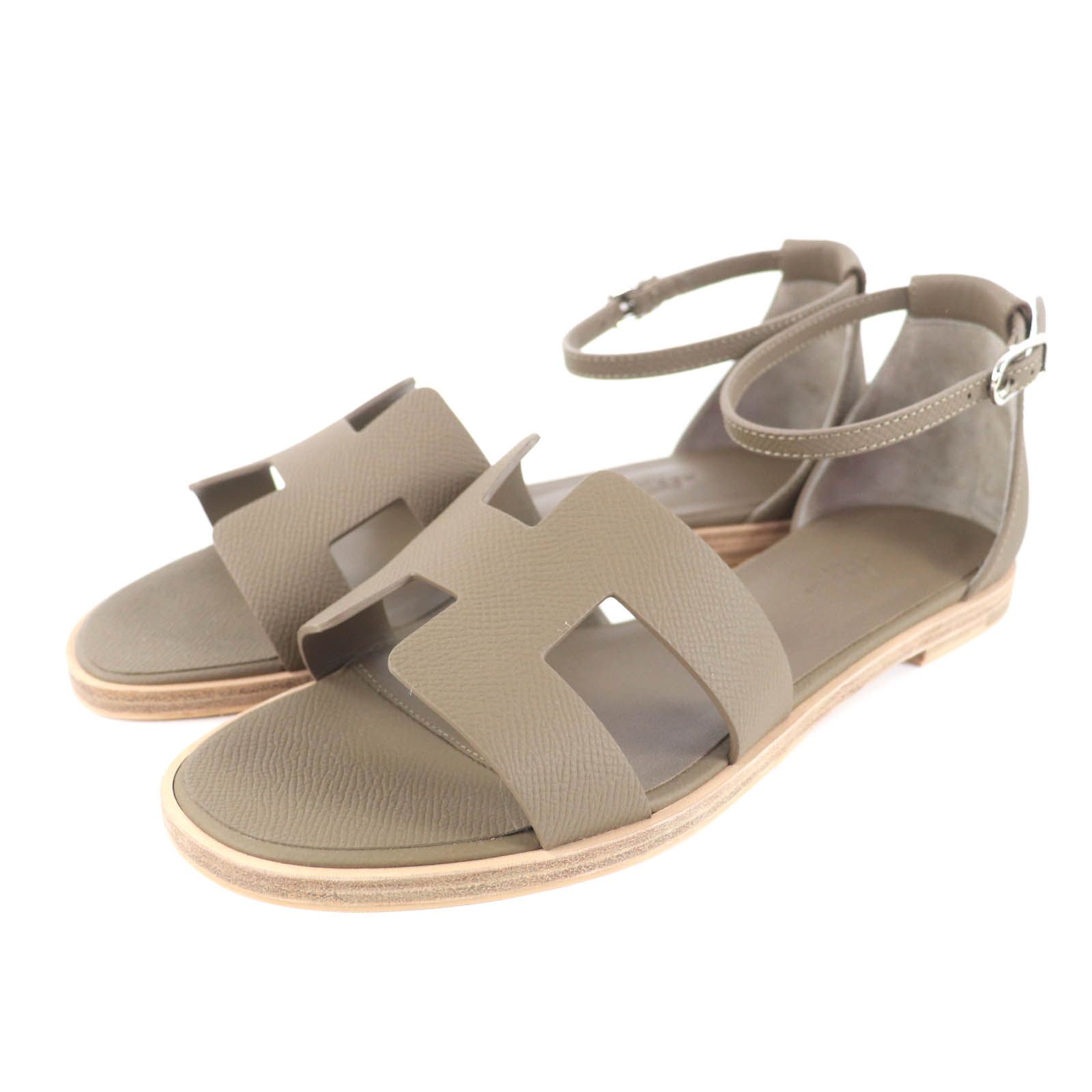 極美品☆HERMES エルメス サントリーニ エトゥープ ヴォーエプソン H