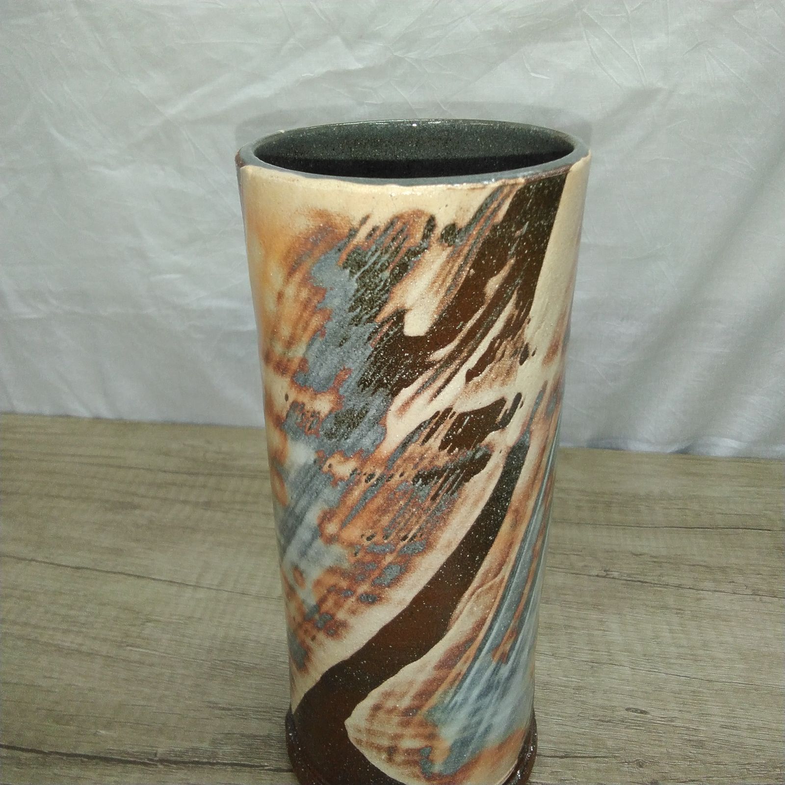 萩焼 花生 陶華山 藻風 萩焼 伝統工芸品 陶華山窯 松尾藻風作 白結晶花生 花瓶 花入れ