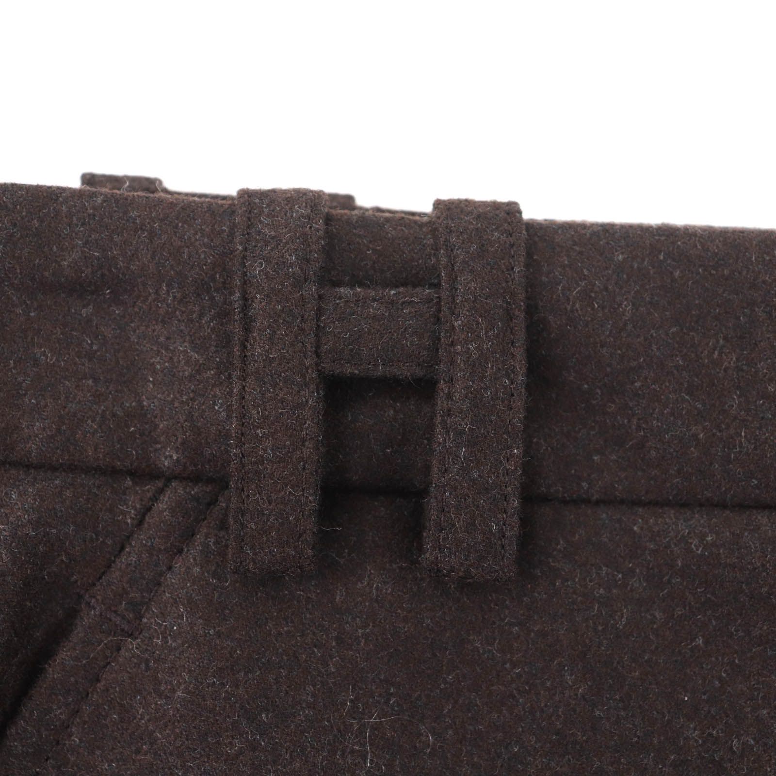 美品☆HERMES エルメス ウール カシミヤ混 Hロゴベルトループ 膝丈