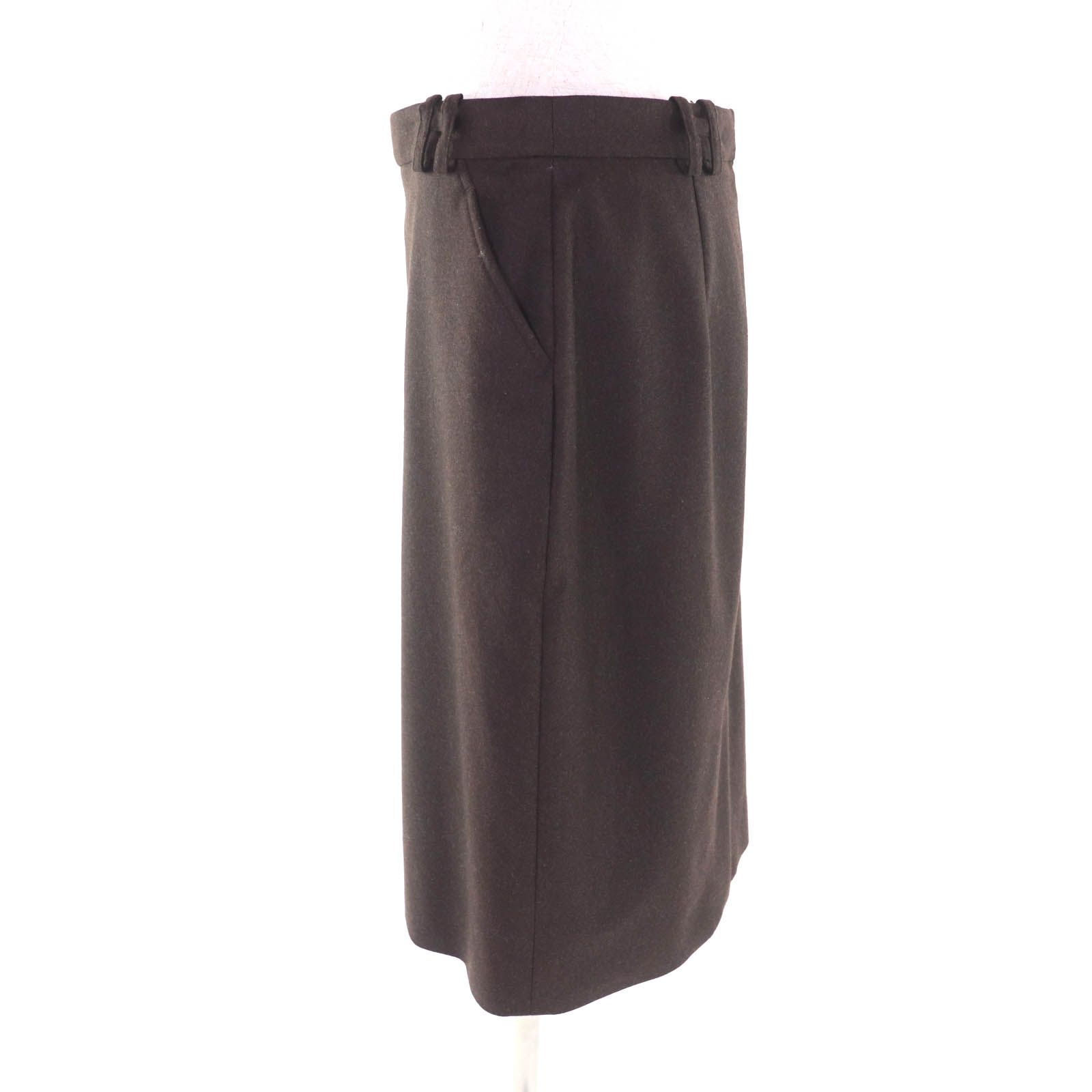 美品☆HERMES エルメス ウール カシミヤ混 Hロゴベルトループ 膝丈