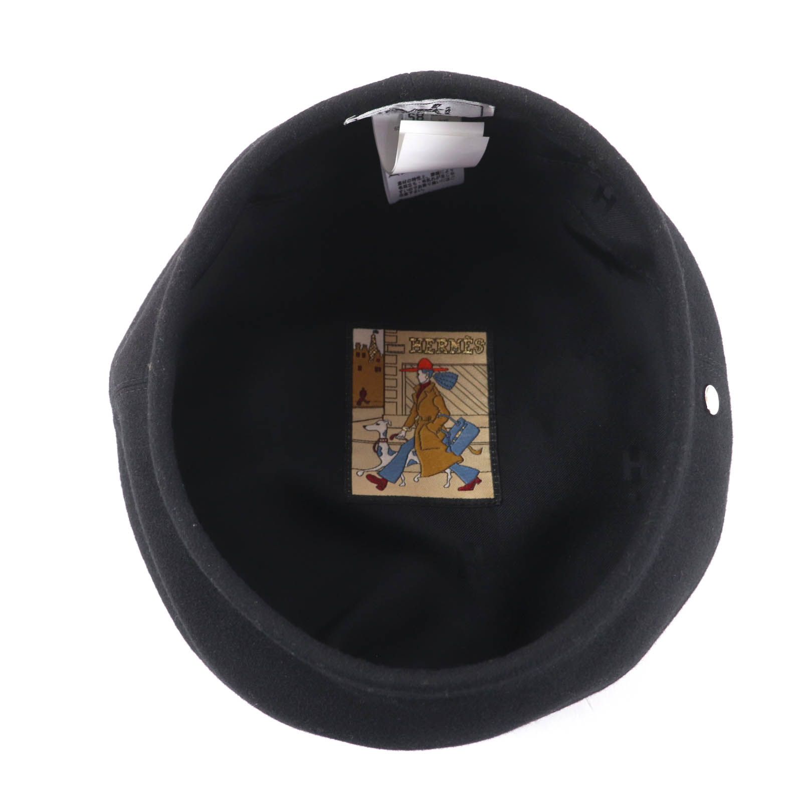 HERMES エルメス サントノーレ ベレー帽 ブラック カシミア 極美品☆HERMES エルメス サントノーレ カシミヤ100％ シルバー金具