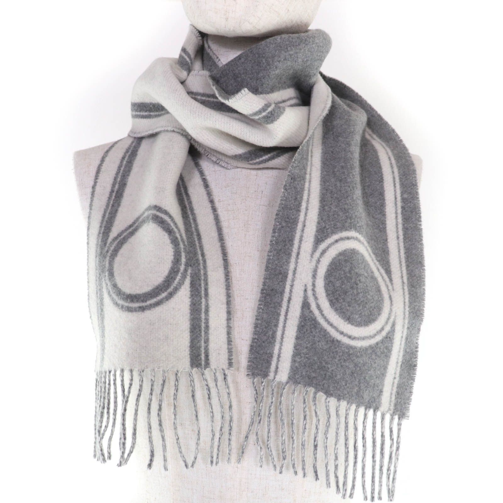 美品☆HERMES エルメス バンド・ドゥ・レポ カシミヤ100％ グリ