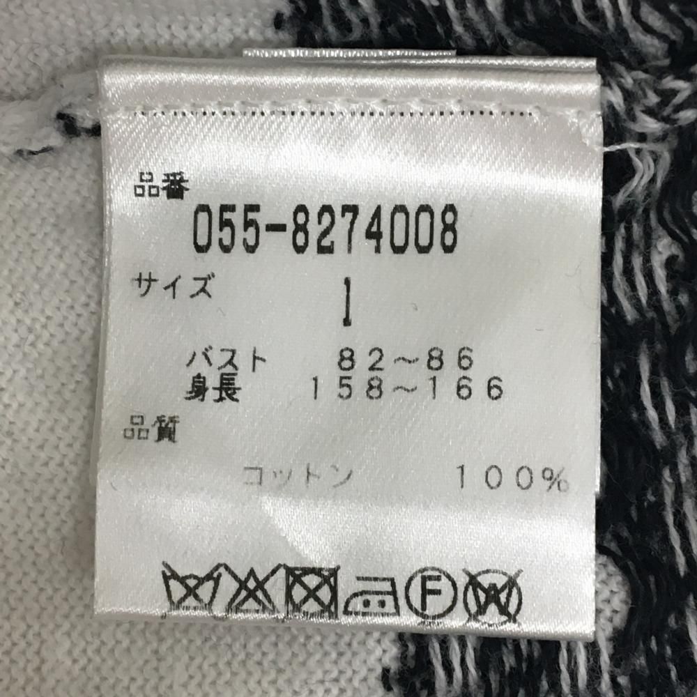 パーリーゲイツ タートルネックセーター 白×ネイビー 千鳥格子ボーダー