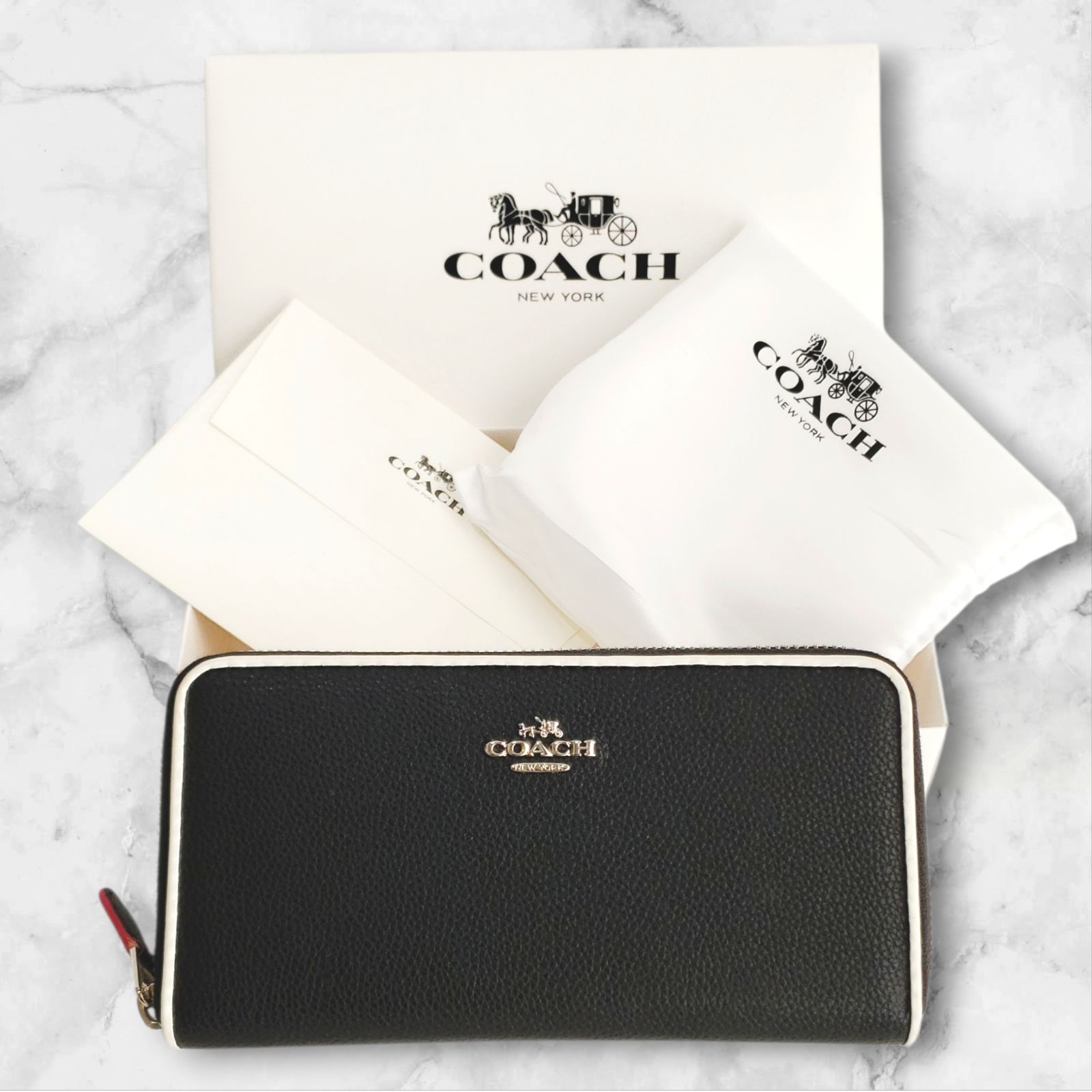 美品】COACH コーチ 長財布 本革 レザー ブラック コーチ COACH コーチ 