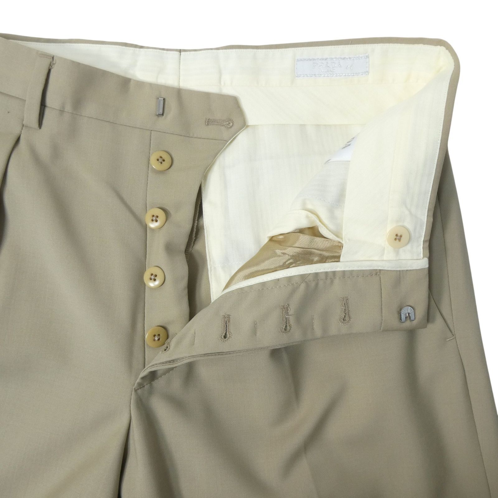 美品 PRADA プラダ ウール×モヘア ボタンフライ センタープレス 裾