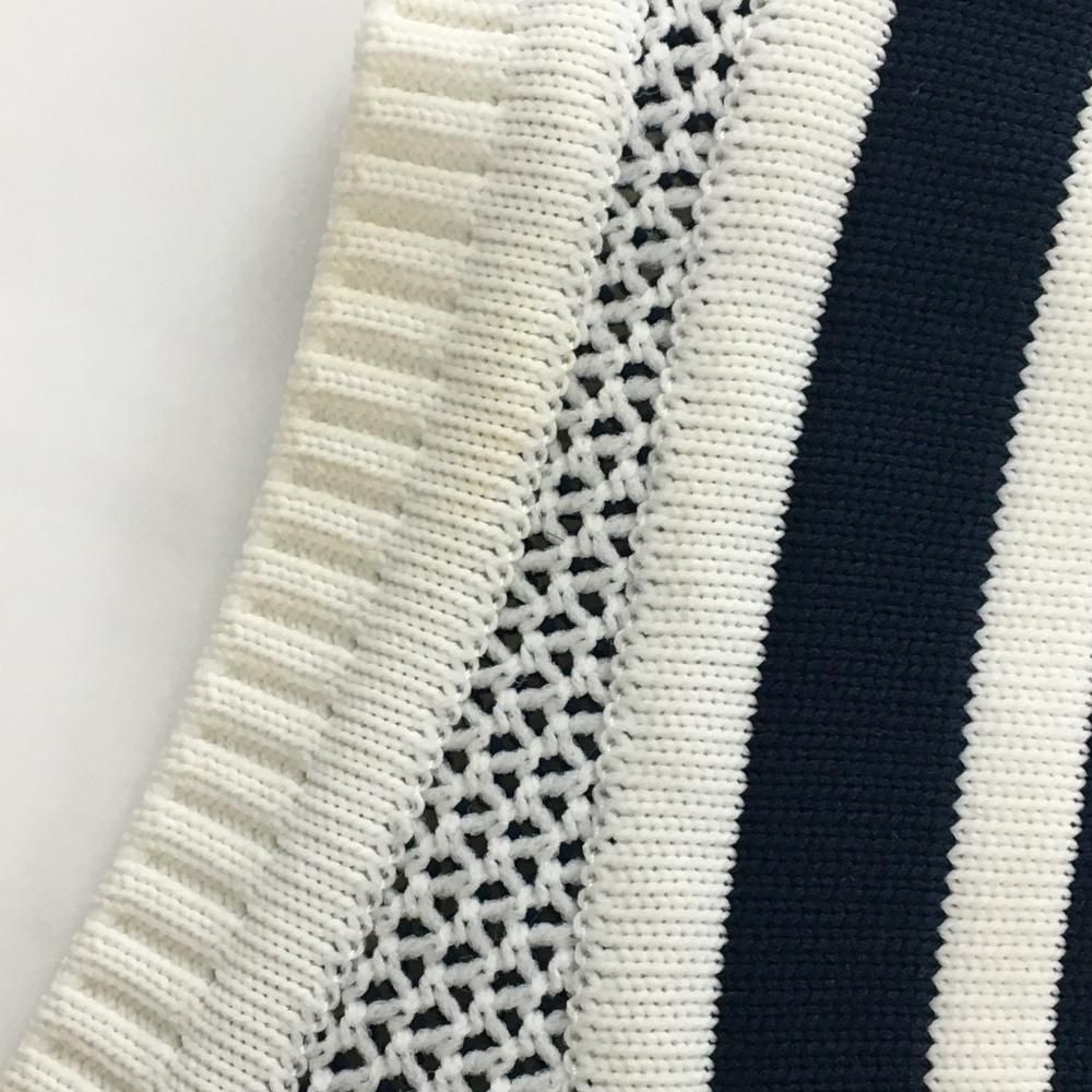 パーリーゲイツ ニットベスト 白×ネイビー Vネック ロゴ刺しゅう